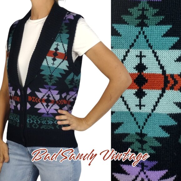 Vintage Sweaters - Vintage MC II Southwest Sweater Vest